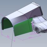 3d tegning av sheltair til taktelt med tesla som eksempel bil