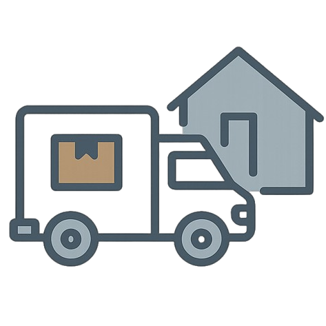 ikon av lastebil og hus